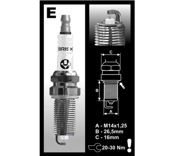 Brisk ER14YS Silver Racing spark plugs for Chrysler, Dodge, Jeep and RAM 5.7 and 6.2 Hellcat, Trackhawk and TRX engines