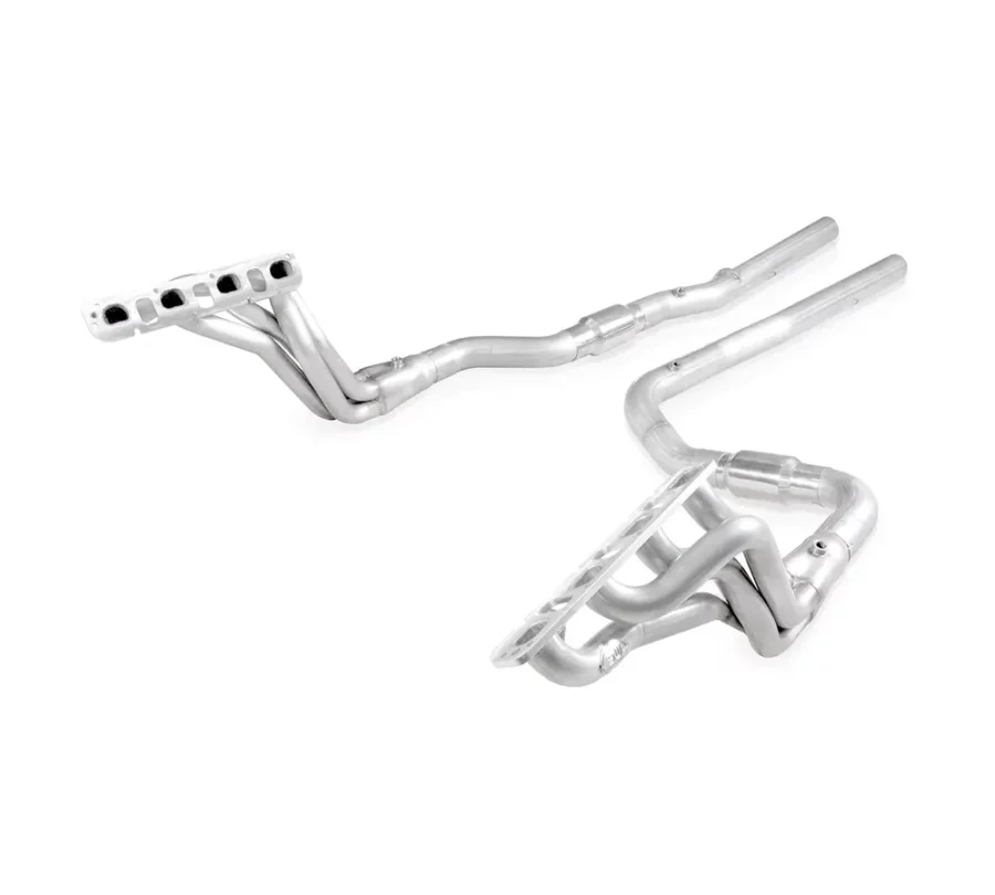 Stainless Works header with high-flow catalytic converters for RAM 5.7 from 2009 to 2018 and RAM Classic. Performance Connect outlet.