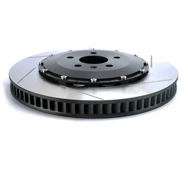 Side view of Paragon Performance brake discs for Chrysler 300C SRT, Dodge Challenger and Charger Hellcat models 2015 - 2020 (390mm), slotted design (front axle).