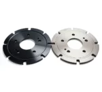 Anodized brake pot variants of the Paragon Performance brake discs for Chrysler 300C SRT, Dodge Challenger and Charger Hellcat models 2015 - 2020 (390mm), slotted version (front axle)