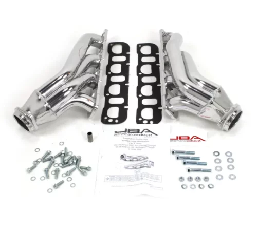 JBA Shorty Headers 1965SJS for Chrysler 300C, Dodge Challenger, Charger and Magnum 6.1 and 6.4 from 2005 to 2014, silver-ceramic coated