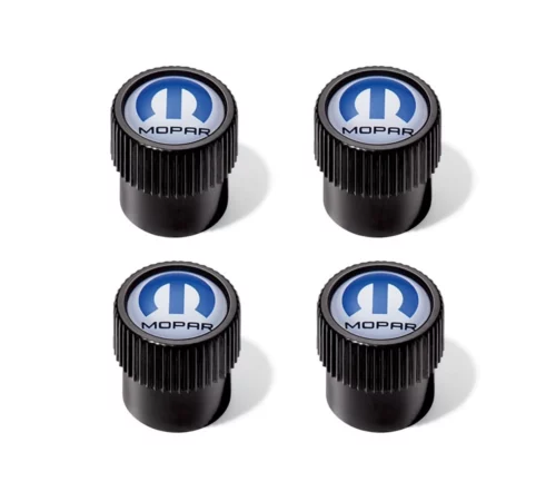 Tire valve caps with Mopar logo