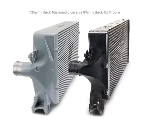 Mishimoto Performance intercooler kit for Ram 6.7L Cummins (2019+) - Comparison of original radiator and Mishimoto radiator